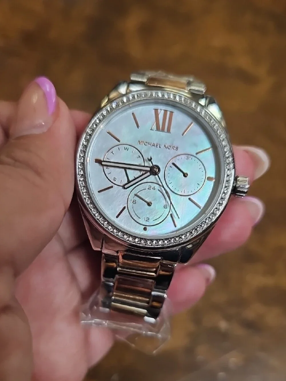 Michael Kors Women’s Two-Tone Mother-of-Pearl Dial Watch - Silver & Rose Gold